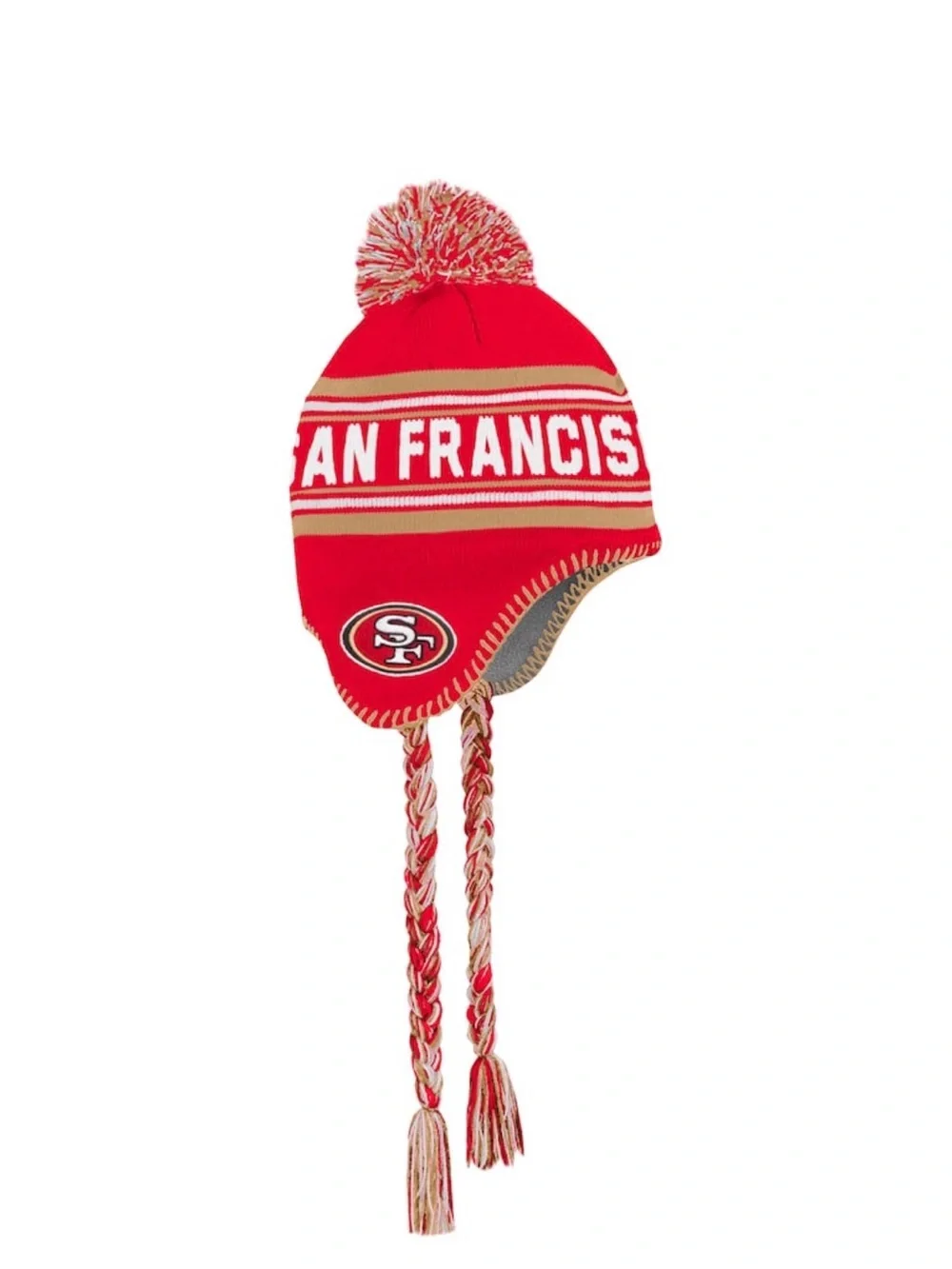 NWT Preschool Scarlet San Francisco 49ers Jacquard Tassel Knit Hat with Pom